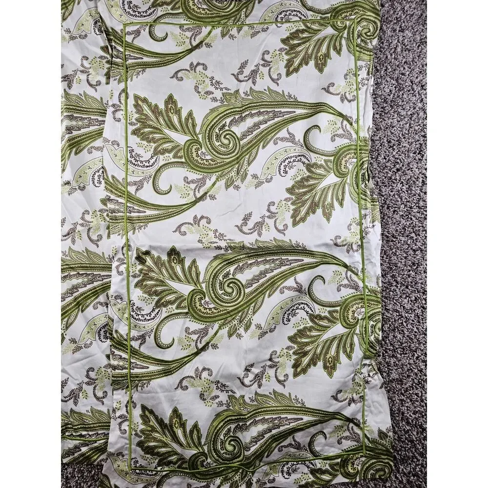Schweitzer Linens Set of 2 King Size Pillow Shams Green Brown Paisley Print